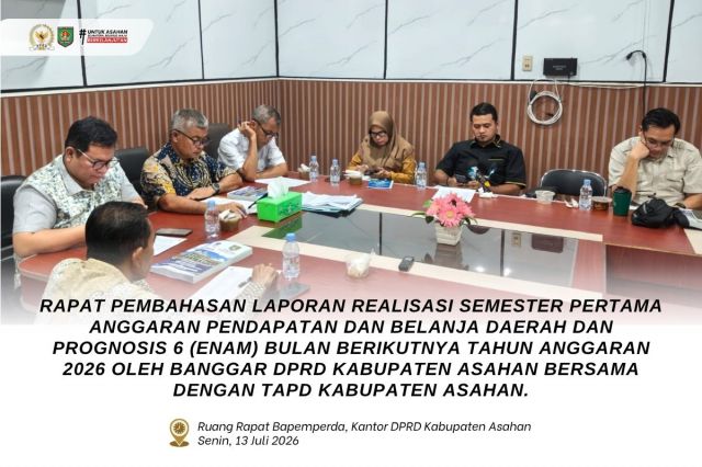 BANGGAR DPRD ASAHAN BERSAMA TAPD BAHAS LAPORAN REALISASI SEMESTER PERTAMA APBD TA 2026